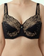 Kontrast Dantelli Büyük Beden Balenli Sütyen – Siyah