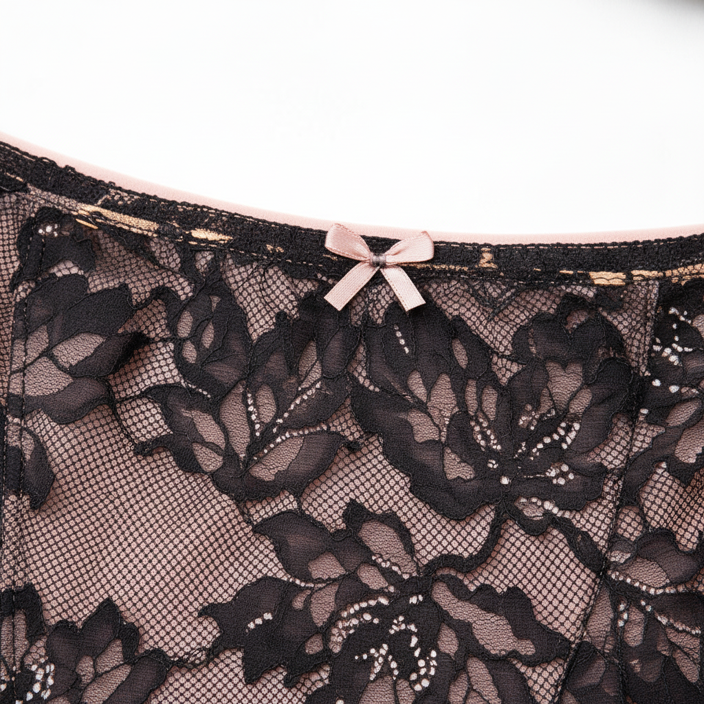 Siyah dantel doku detayı