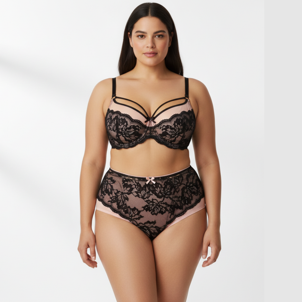 Siyah dantel pudra set - ön açı