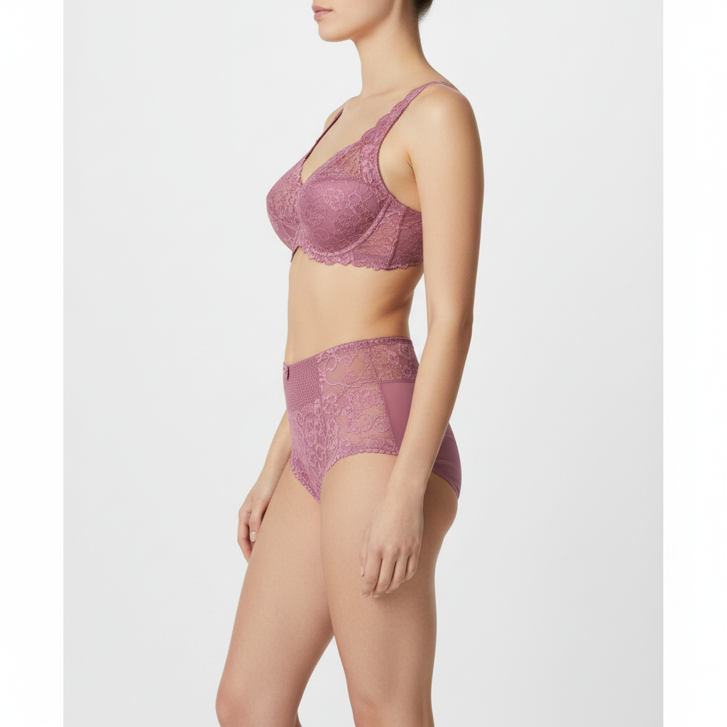 Lüks Gül Kurusu Dantel İç Çamaşırı - Yan Görünüm