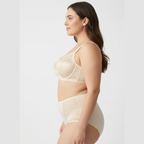 Krem renk büyük beden dantel iç çamaşırı takımı. Destekli sütyen, konforlu külot, şık ve rahat tasarım. Online satın al.