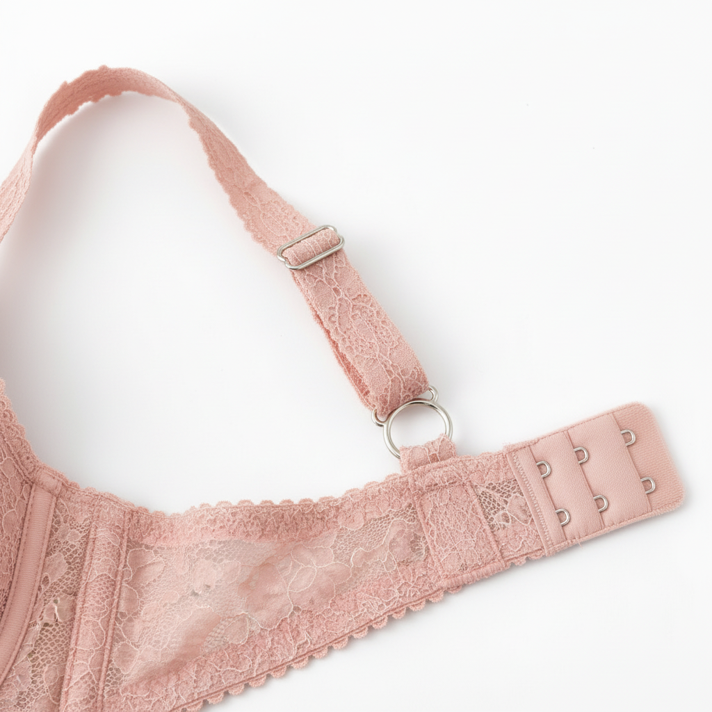 Pudra renk dantelli büyük beden sütyen; zarif tasarım, yumuşak doku ve dengeli destek sunar. Feminen ve konforlu iç giyim. Askı detayı.