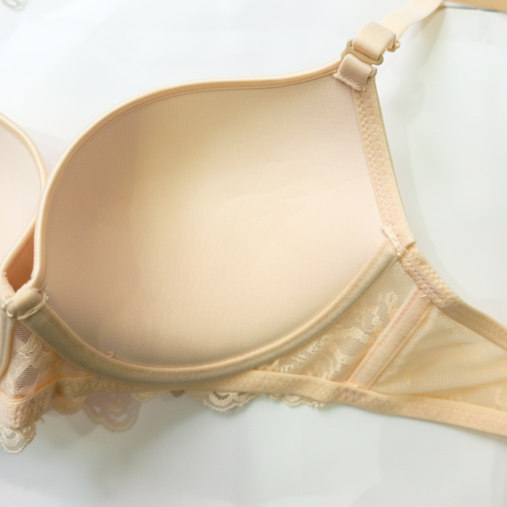 Yumuşak krem tonunda, zarif dantel detaylı premium sütyen ve külot takımı.