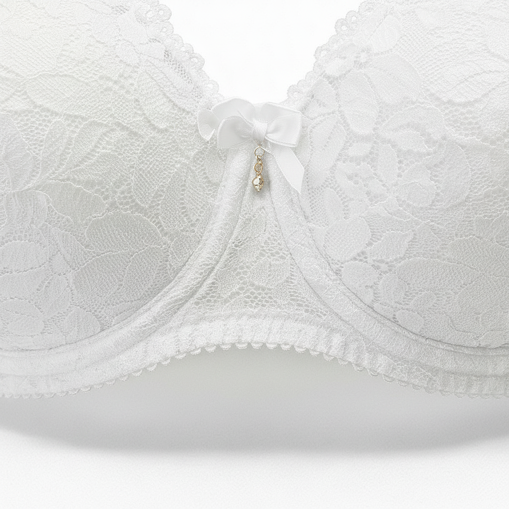 Ekru dantel destekli sütyen. Gelin ve özel gün kombinleri için ideal premium tasarım. Dantel kenar detayı.