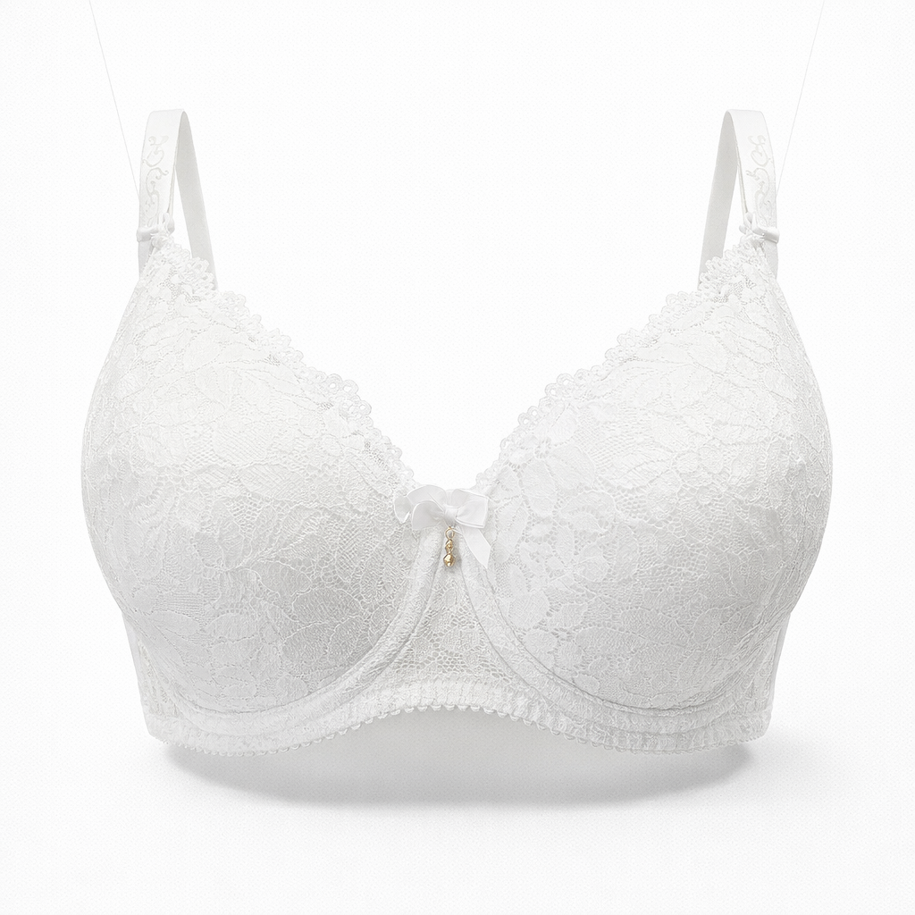 Ekru dantel destekli sütyen. Gelin ve özel gün kombinleri için ideal premium tasarım.