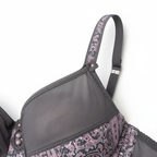 Gri-Pembe Paisley Dantel Doku ve Metal Detay