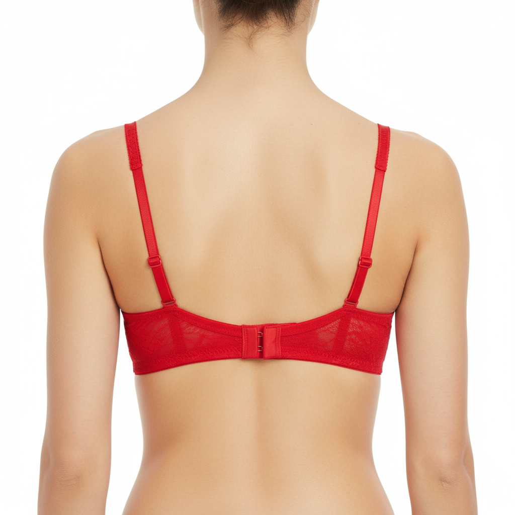 Premium kırmızı dantel sütyen. Zarif floral işleme, doğal form ve konforlu tasarım.