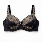 Siyah kontrast dantelli büyük beden sütyen; güçlü destek, zarif detaylar ve premium konfor sunar. Zamansız şıklık arayanlar için ideal.