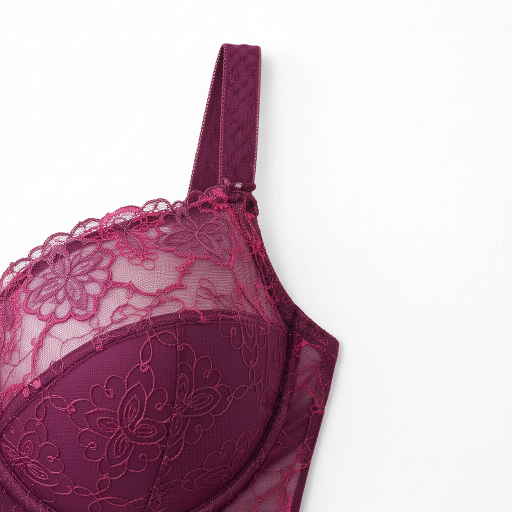 Lüks Bordo Dantel İç Çamaşırı - Detay Çekimi