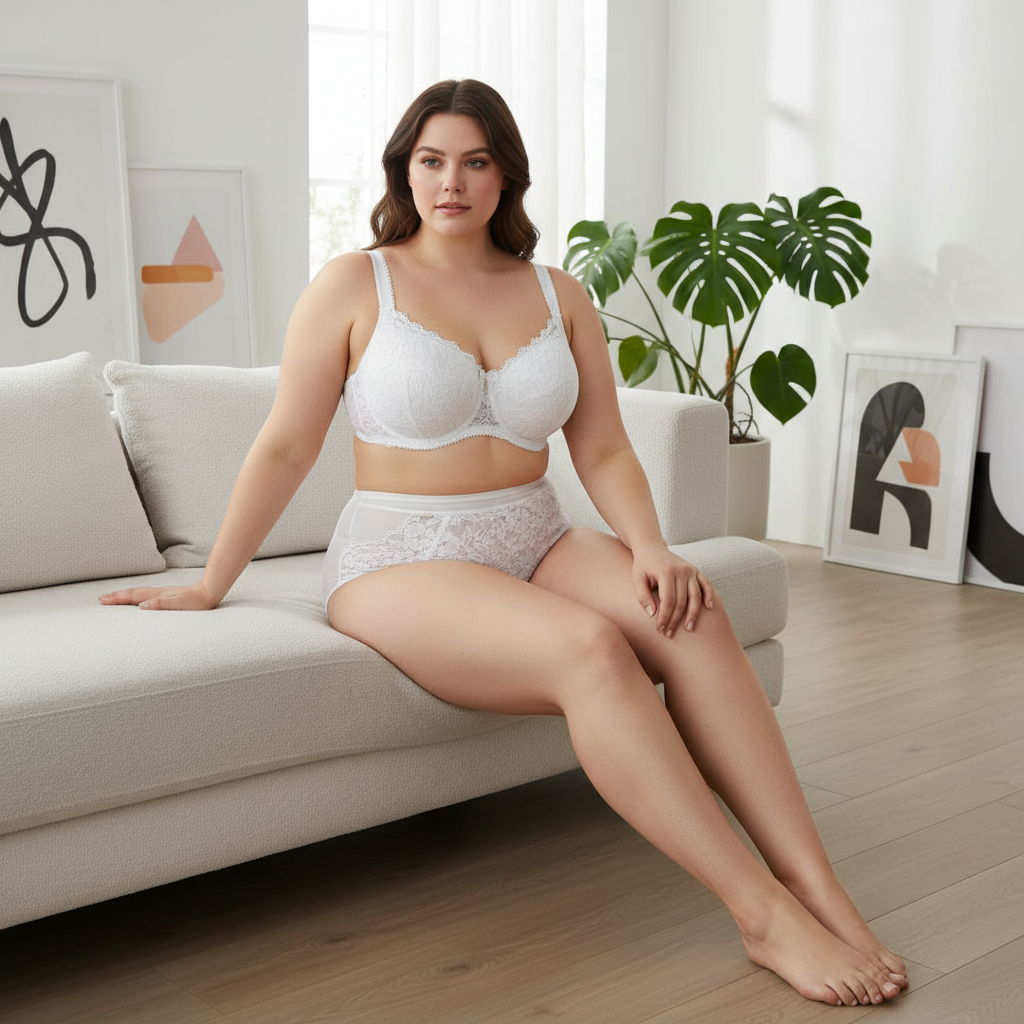 Beyaz Dantel Sütyen & Külot Takımı | Balensiz, Toparlayıcı ve Büyük Beden Uyumlu