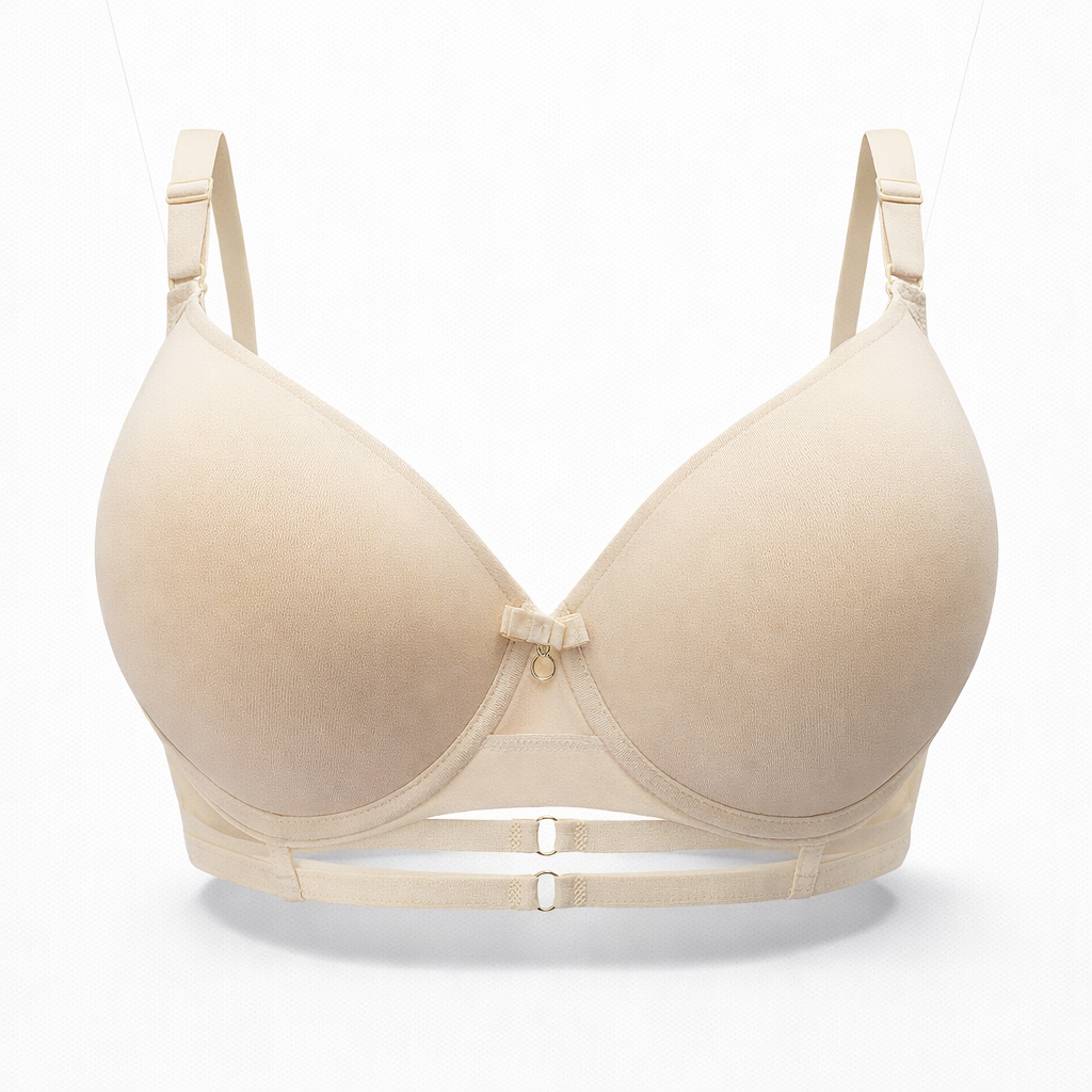 Leopar ve ten rengi çift bant detaylı tasarımı ile iz yapmayan kadın sütyeni.