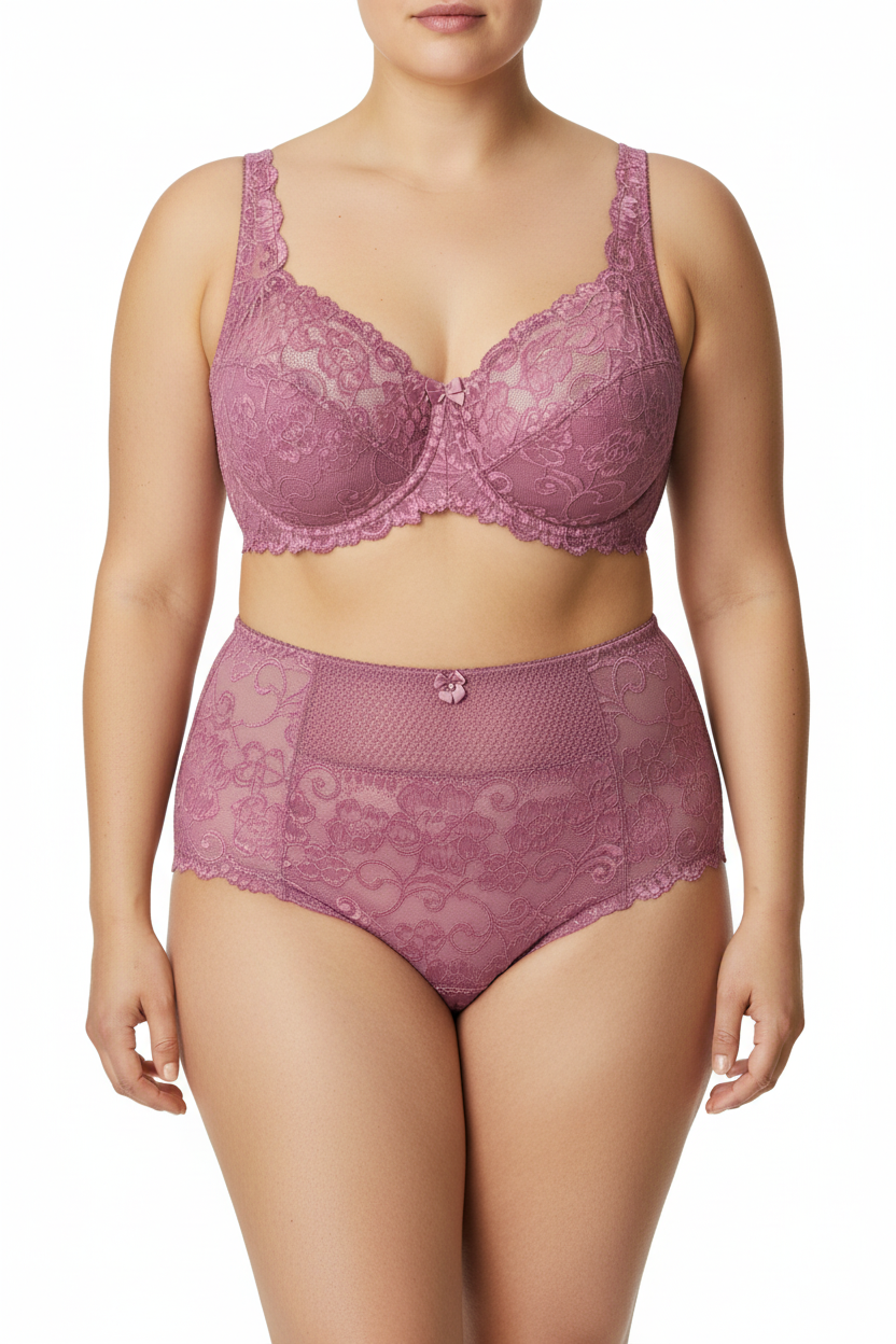 ALLA Dantelli Toparlayıcı Sütyen & Yüksek Bel Külot Takımı – Leylak