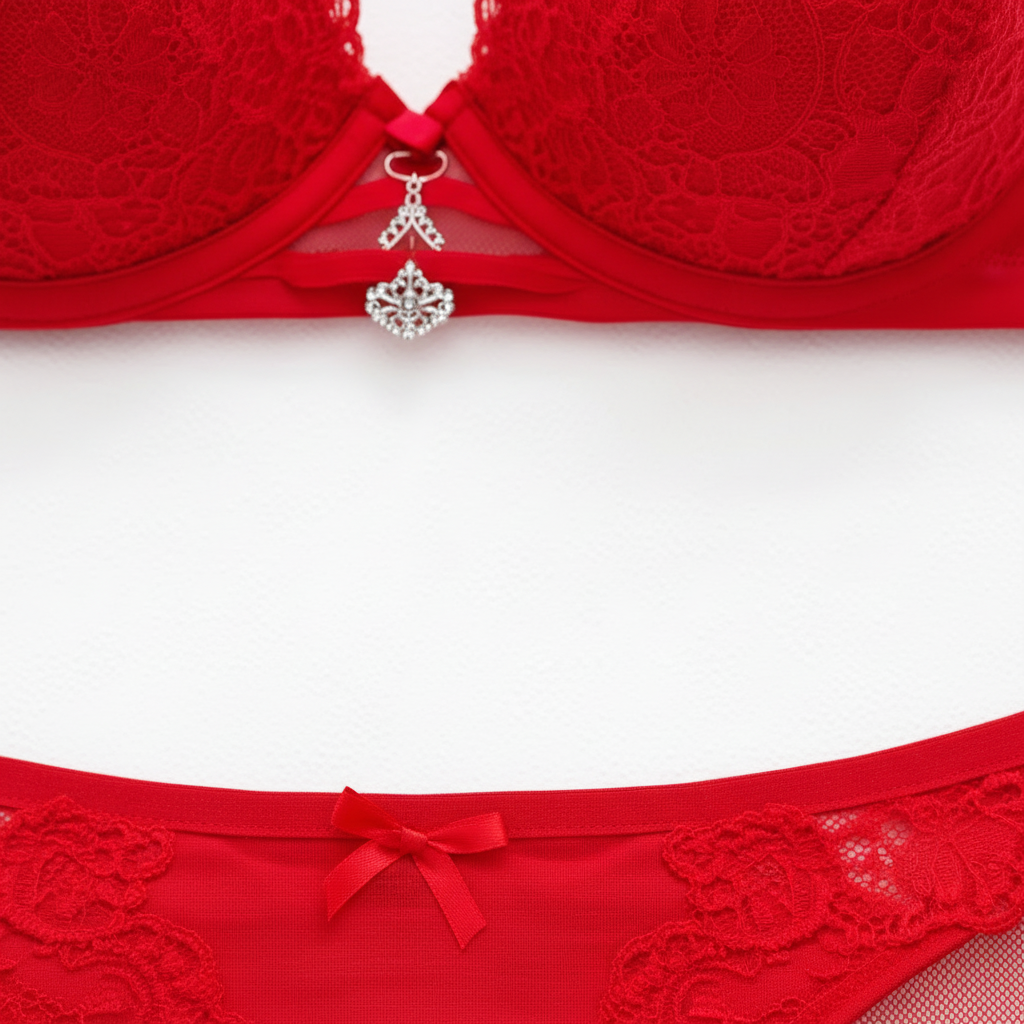 Şık ve toparlayıcı kırmızı dantel sütyen ve külot takımı. Premium kalite, feminen tasarım ve gün boyu konfor. Hemen keşfedin. Kenar detayı.