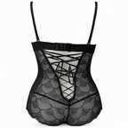 Siyah Korse Body – Balenli ve Arkası Bağcıklı Kadın Body