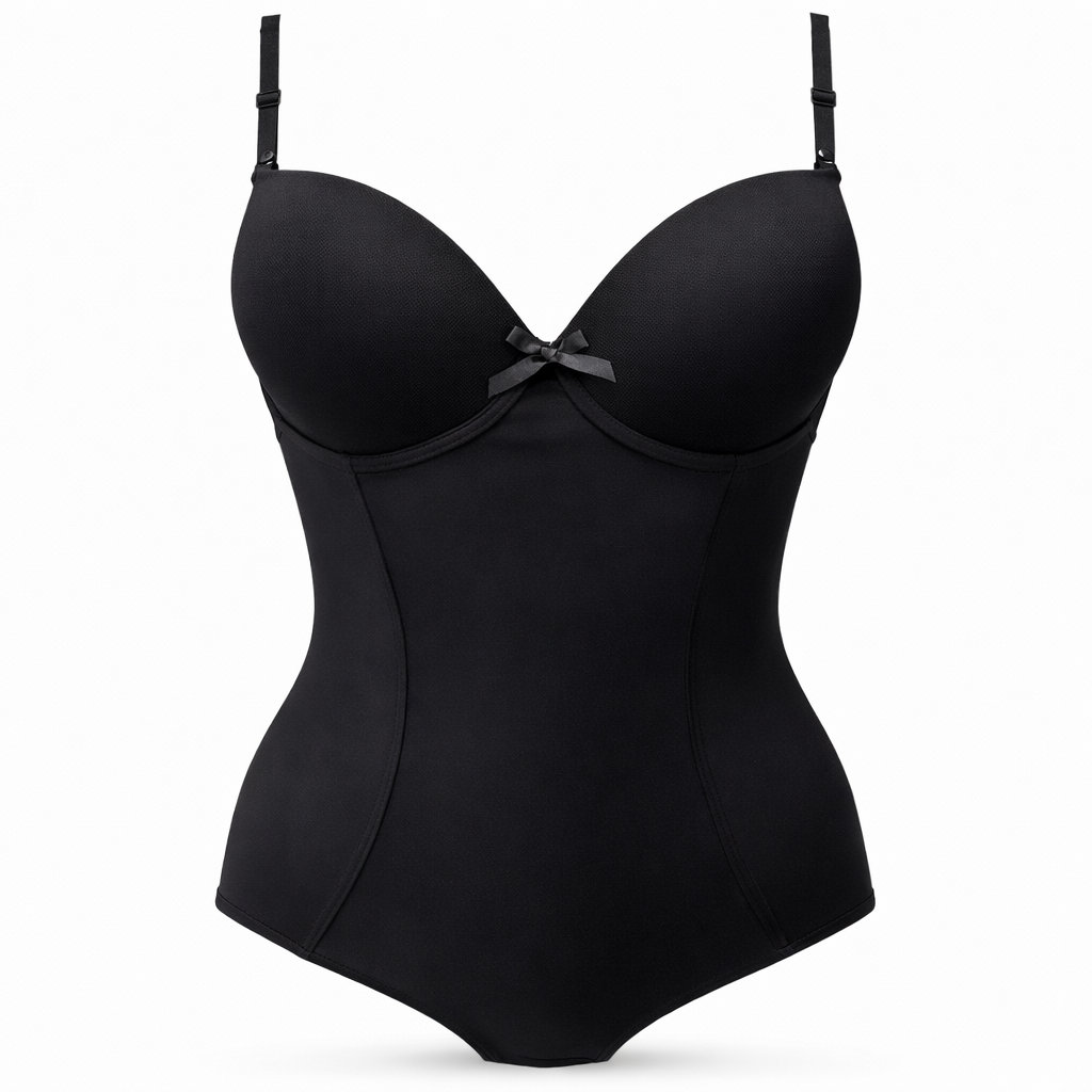 Siyah Korse Body – Balenli ve Arkası Bağcıklı Kadın Body