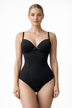 Siyah Korse Body – Balenli ve Arkası Bağcıklı Kadın Body