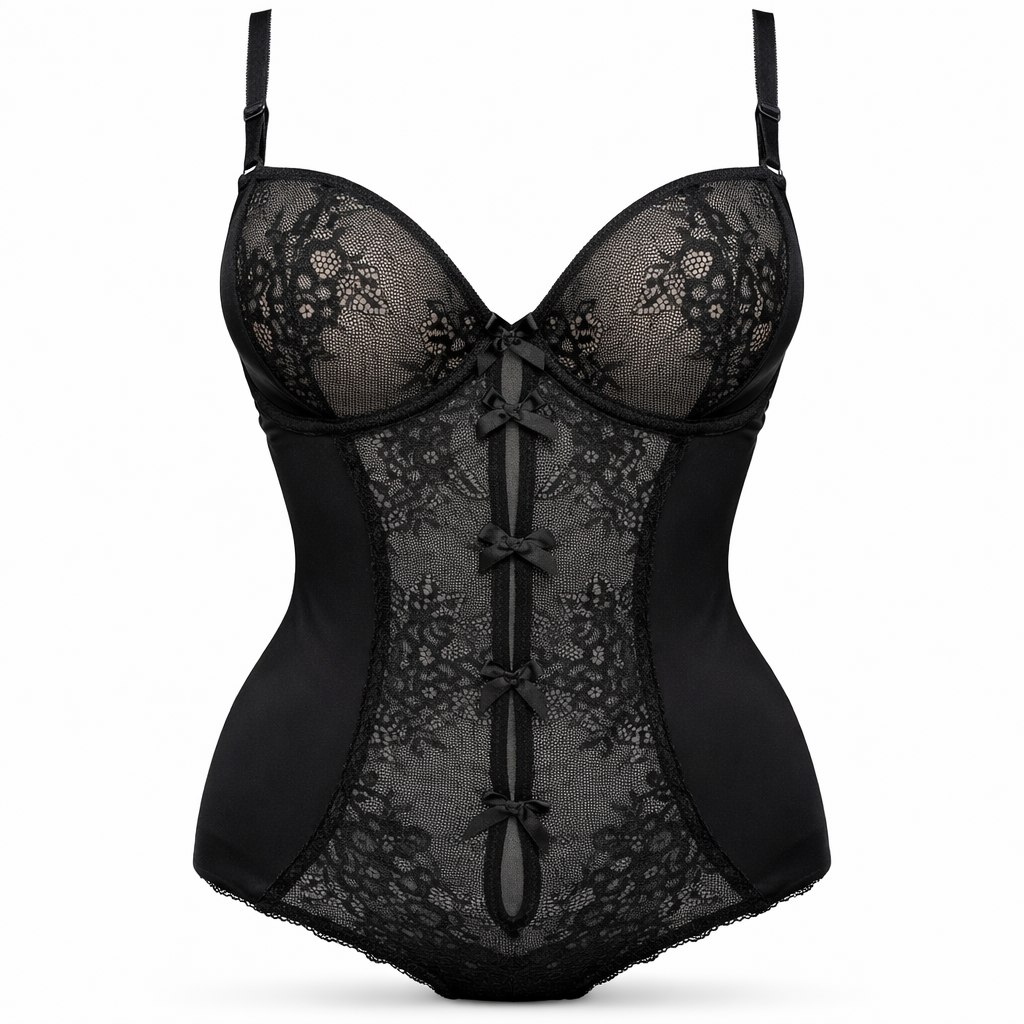 Destekli sütyen yapısı ve esnek kumaşı ile konforlu ve şık kadın siyah body modeli.