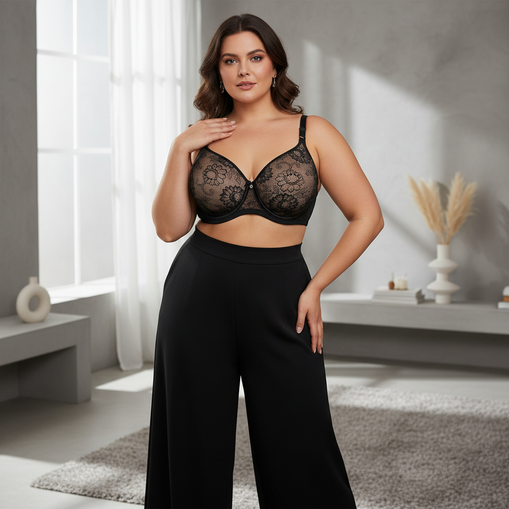 Floral dantel destekli sütyen. Balenli yapı, doğal toparlama ve zarif tasarım. Yaşam tarzı editöryel.