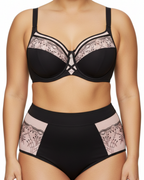 ALLA - Yüksek Bel Dantel Takım - Siyah Pudra | Büyük Beden