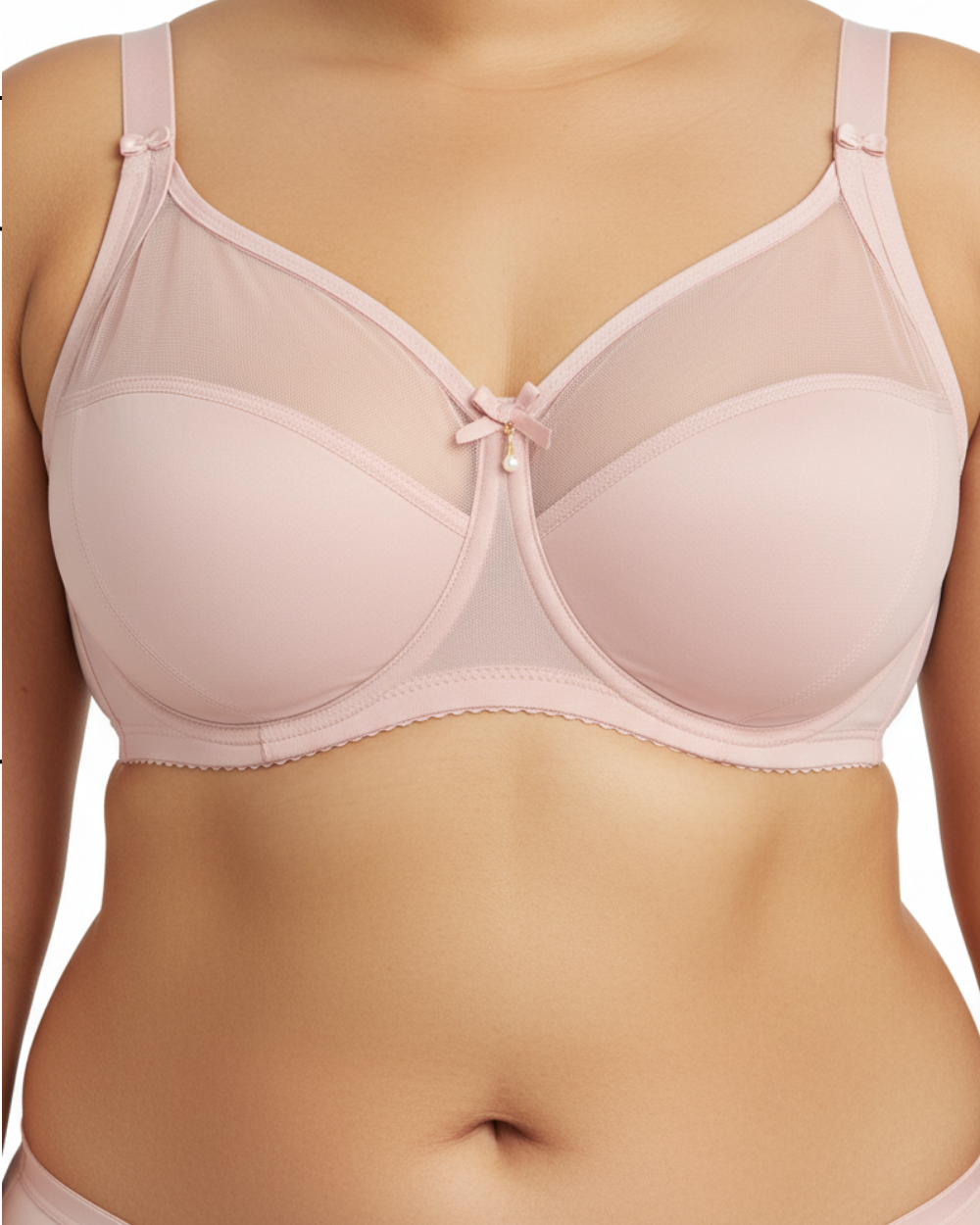 Balensiz ve toparlayıcı yapıya sahip pudra sütyen. Büyük beden uyumlu, yumuşak dokulu ve konforlu tasarım.